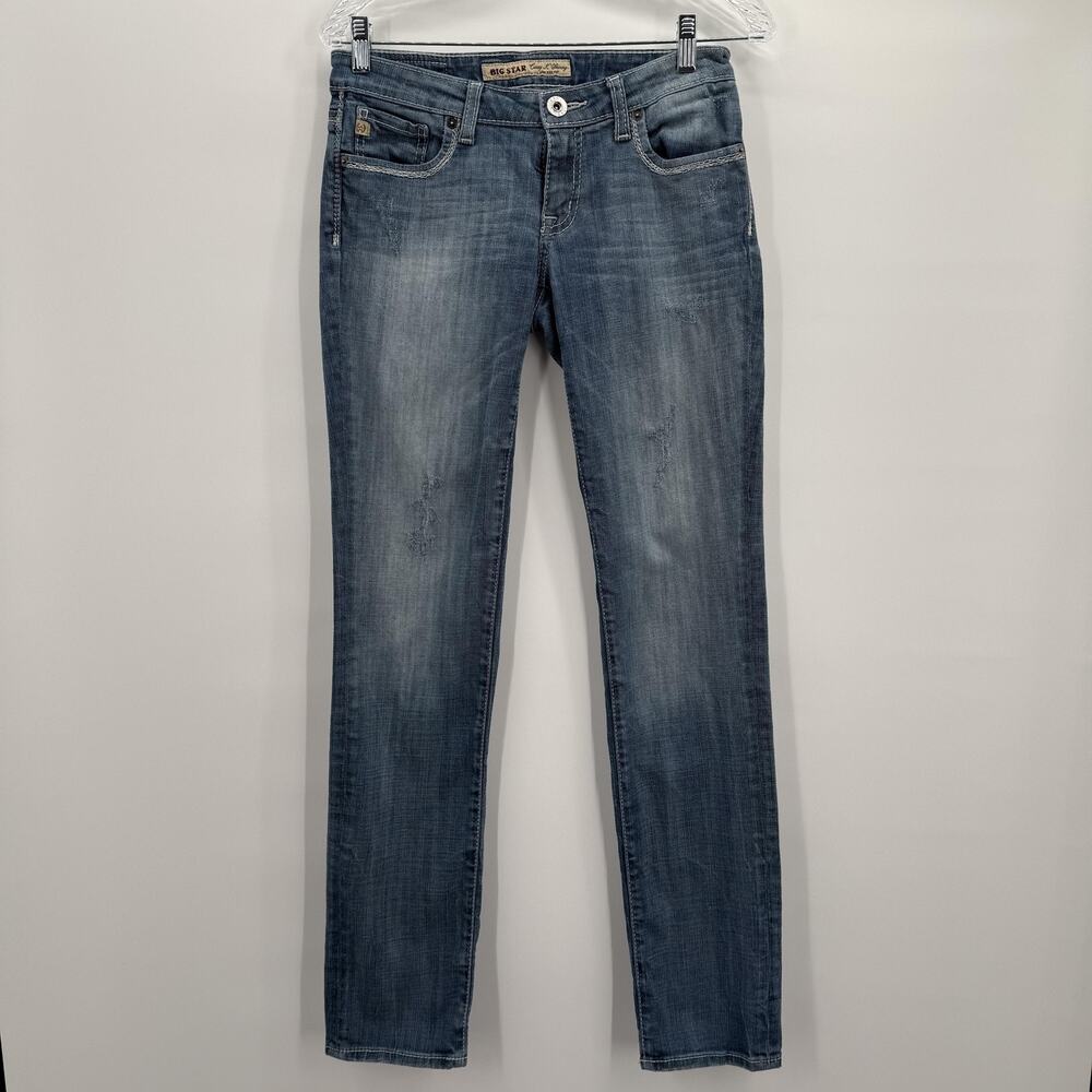 Big Star Casey K Skinny Jeans Womens 26 Blue Low Rise Stretch Embroidered